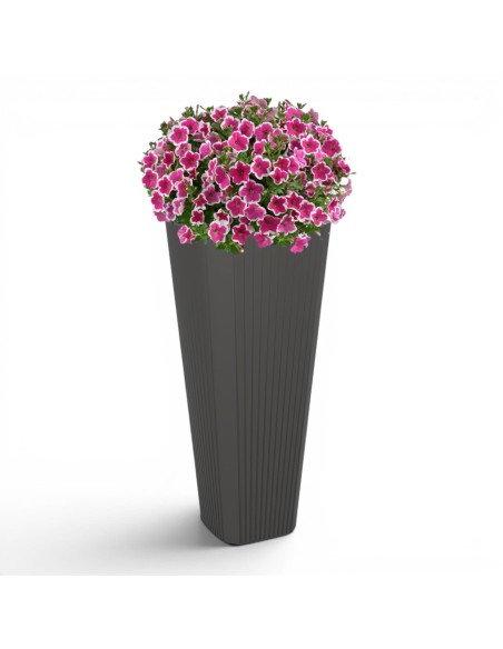 Macetero redondo XXL alto Ø39 × 81 cm mate, 63 L – Antracita | Töpferkönig