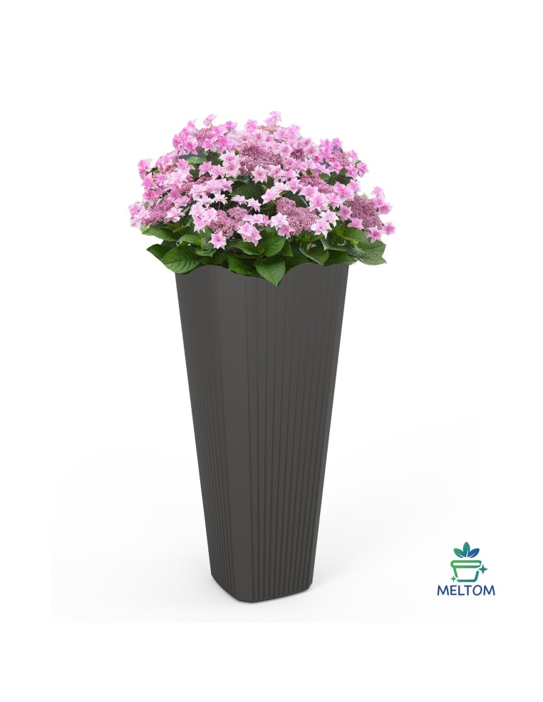 Macetero redondo XXL alto Ø39 × 81 cm mate, 63 L – Antracita | Töpferkönig