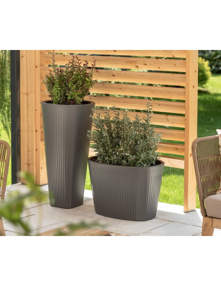 Macetero redondo XXL alto Ø39 × 81 cm mate, 63 L – Antracita | Töpferkönig