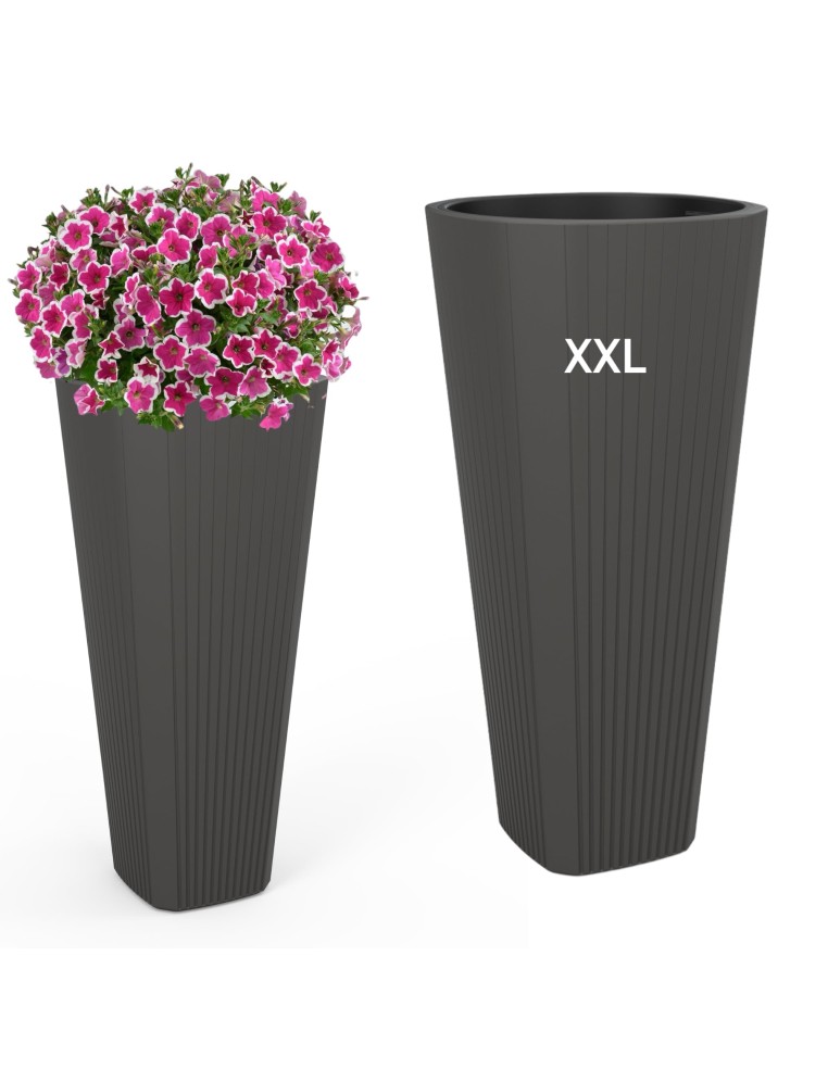 Fioriera rotonda XXL alta Ø39 × 81 cm opaca, 63 L – Antracite | Töpferkönig