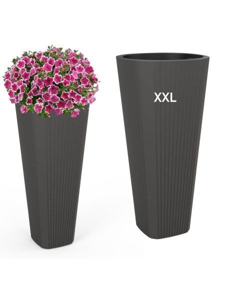 Macetero redondo XXL alto Ø39 × 81 cm mate, 63 L – Antracita | Töpferkönig