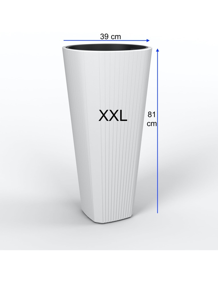 Macetero redondo XXL alto Ø39 × 81 cm mate, 63 L – Blanco | Töpferkönig