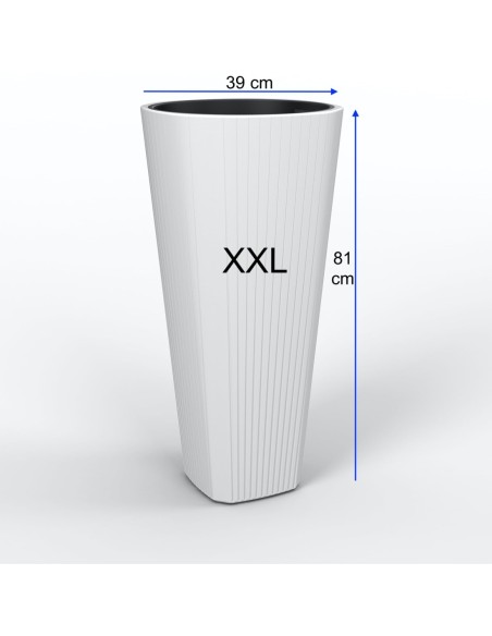 Plantenbak rond XXL hoog Ø39 × 81 cm mat, 63 L – Wit | Töpferkönig