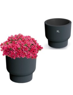 Blumentopf rund mit umlaufenden Rillen Ø30 × 26 cm, 14 L – Anthrazit | Töpferkönig