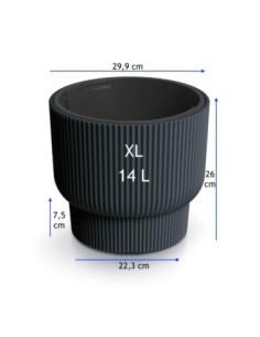 Vaso rotondo con righe orizzontali Ø30 × 26 cm, 14 L – Antracite | Töpferkönig 2