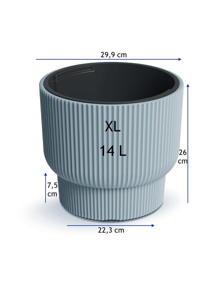 Bloempot rond met rondlopende ribbels Ø30 × 26 cm, 14 L – Grijs | Töpferkönig