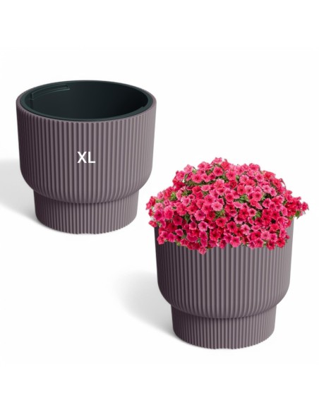 Maceta redonda con estrías horizontales Ø30 × 26 cm, 14 L – Marsala | Töpferkönig