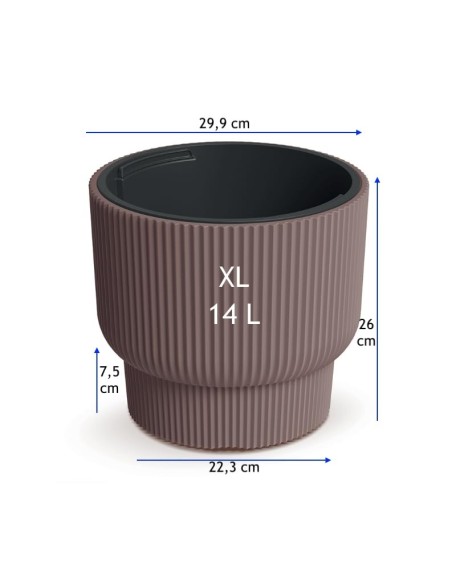 Bloempot rond met rondlopende ribbels Ø30 × 26 cm, 14 L – Marsala | Töpferkönig
