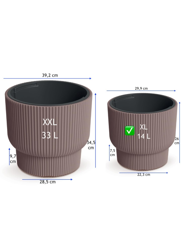 Bloempot rond met rondlopende ribbels Ø30 × 26 cm, 14 L – Marsala | Töpferkönig