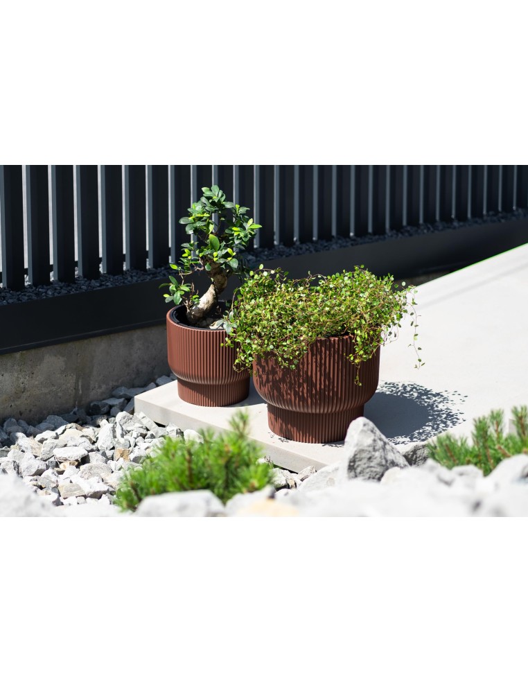 Maceta redonda con estrías horizontales Ø30 × 26 cm, 14 L – Marsala | Töpferkönig