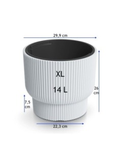 Maceta redonda con estrías horizontales Ø30 × 26 cm, 14 L – Blanco | Töpferkönig 2