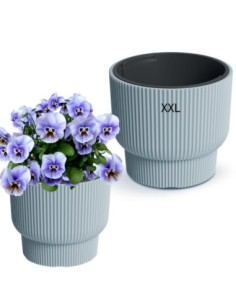 Vaso rotondo con righe orizzontali Ø39 × 35 cm, 33 L – Grigio | Töpferkönig