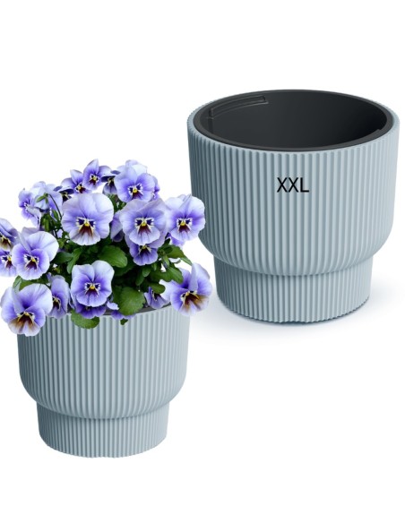 Vaso rotondo con righe orizzontali Ø39 × 35 cm, 33 L – Grigio | Töpferkönig
