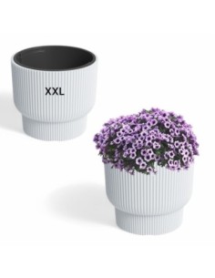 Pot de fleurs rond à stries horizontales Ø39 × 35 cm, 33 L – Blanc | Töpferkönig
