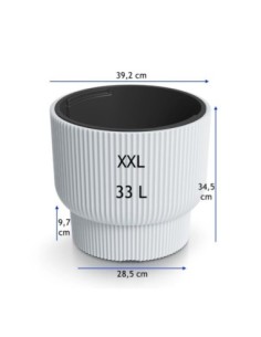 Bloempot rond met rondlopende ribbels Ø39 × 35 cm, 33 L – Wit | Töpferkönig 2