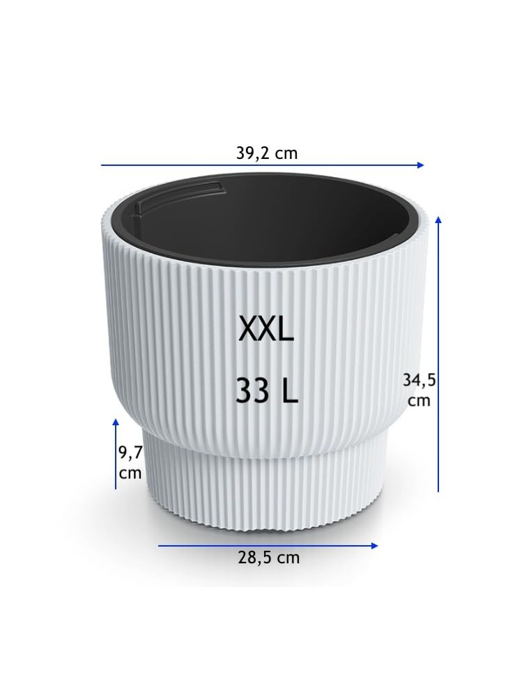 Bloempot rond met rondlopende ribbels Ø39 × 35 cm, 33 L – Wit | Töpferkönig