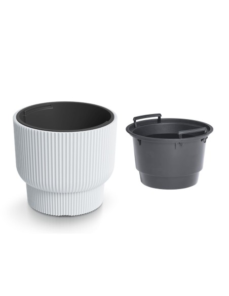 Maceta redonda con estrías horizontales Ø39 × 35 cm, 33 L – Blanco | Töpferkönig