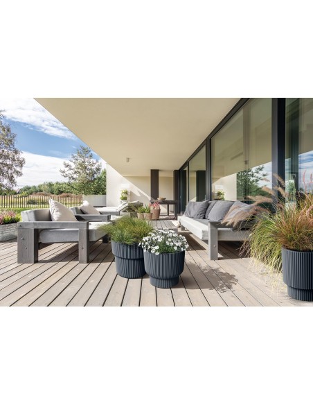 Blumentopf rund mit vertikalen Rillen Ø30 × 28 cm, 14 L – Anthrazit | Töpferkönig