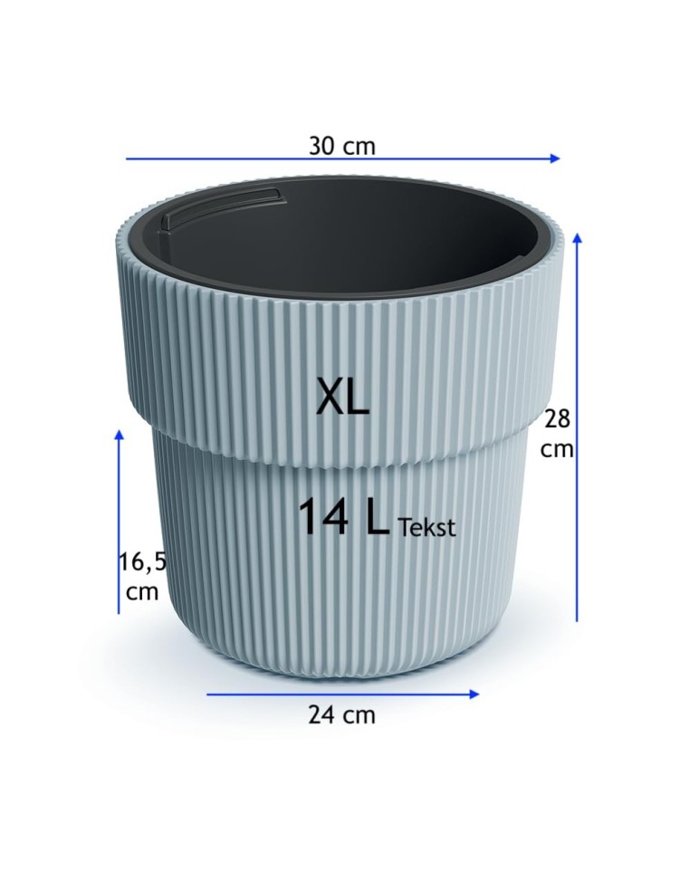 Bloempot rond met verticale ribbels Ø30 × 28 cm, 14 L – Grijs | Töpferkönig