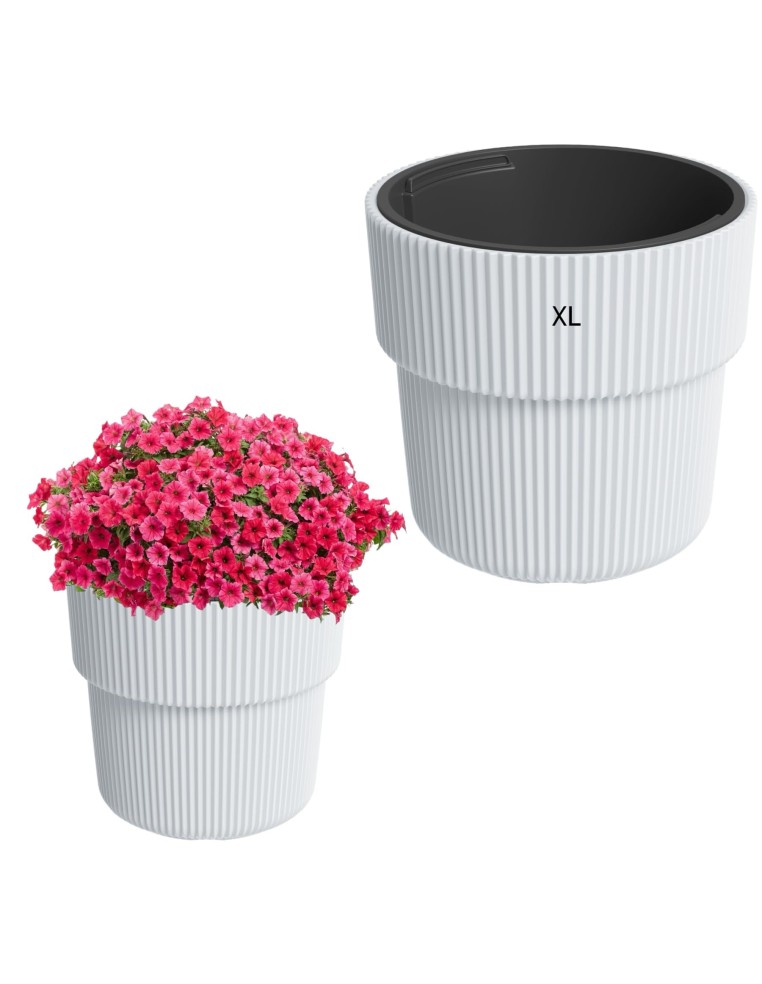 Bloempot rond met verticale ribbels Ø30 × 28 cm, 14 L – Wit | Töpferkönig