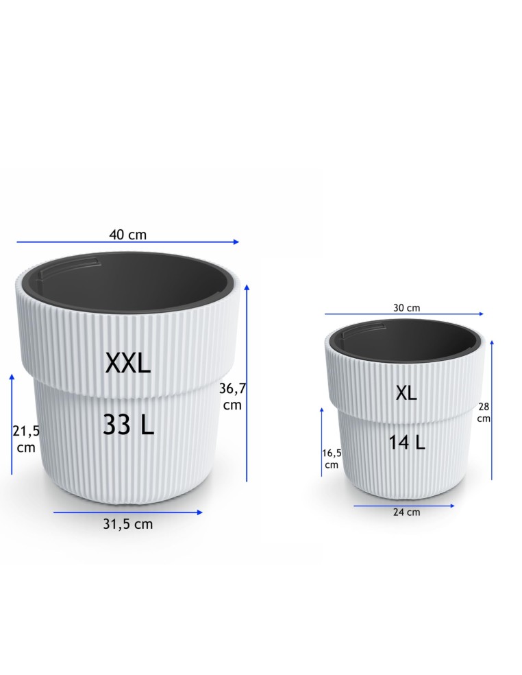 Bloempot rond met verticale ribbels Ø30 × 28 cm, 14 L – Wit | Töpferkönig