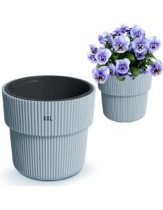 Vaso rotondo con righe verticali Ø40 × 37 cm, 33 L – Grigio | Töpferkönig