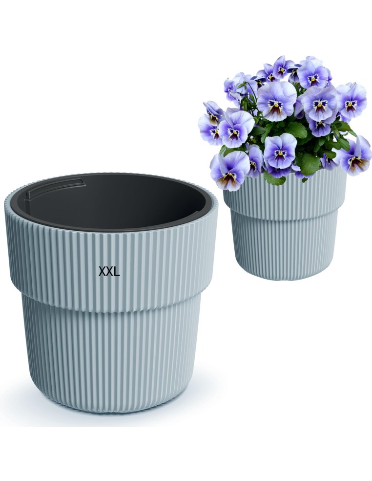 Pot de fleurs rond à stries verticales Ø40 × 37 cm, 33 L – Gris | Töpferkönig