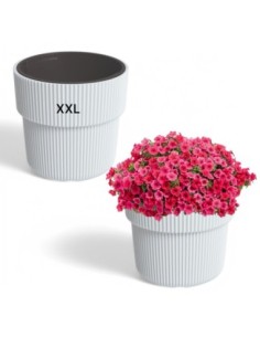 Vaso rotondo con righe verticali Ø40 × 37 cm, 33 L – Bianco | Töpferkönig