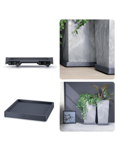 Plataforma con ruedas para macetas cuadrada 26 × 26 cm – Antracita | Töpferkönig