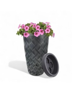 Depósito de agua de lluvia 240 L con relieve ondulado Ø60 × 112 cm – Antracita | Töpferkönig