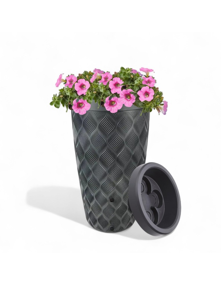 Cisterna per acqua piovana 240 L con rilievo a onde Ø60 × 112 cm – Antracite | Töpferkönig