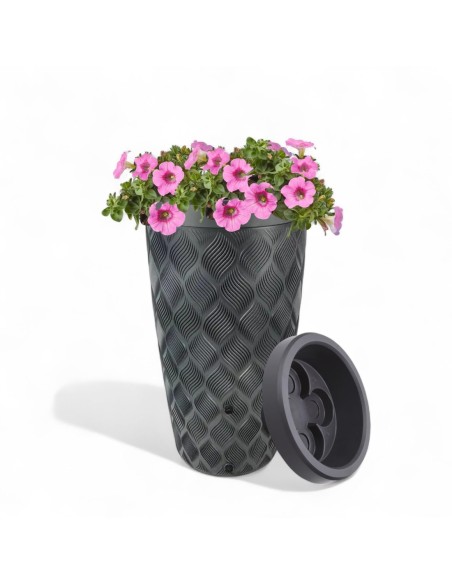 Depósito de agua de lluvia 240 L con relieve ondulado Ø60 × 112 cm – Antracita | Töpferkönig