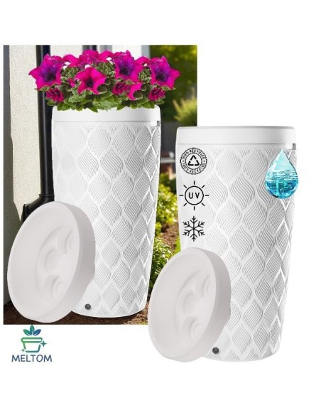 Cisterna per acqua piovana 240 L con rilievo a onde Ø60 × 112 cm – Bianco | Töpferkönig
