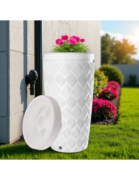 Regenton 240 L met golfreliëf Ø60 × 112 cm – Wit | Töpferkönig