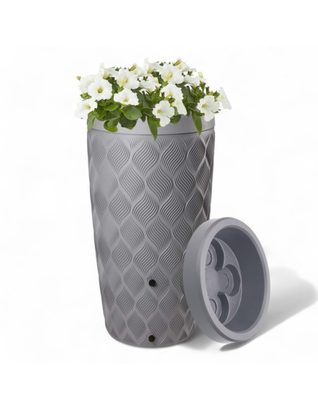 Regenton 240 L met golfreliëf Ø60 × 112 cm – Platina | Töpferkönig