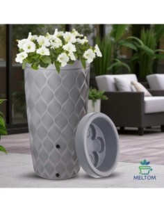 Depósito de agua de lluvia 240 L con relieve ondulado Ø60 × 112 cm – Platino | Töpferkönig 2