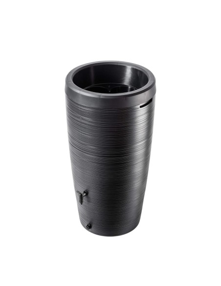 Récupérateur d'eau de pluie 240 L à structure lignée Ø60 × 112 cm – Noir | Töpferkönig