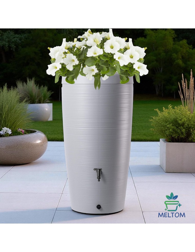 Regenton 240 L met lijnstructuur Ø60 × 112 cm – Lichtgrijs | Töpferkönig