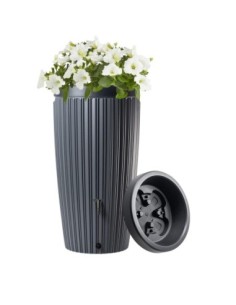 Depósito de agua de lluvia 240 L con estructura estriada Ø60 × 112 cm – Antracita | Töpferkönig