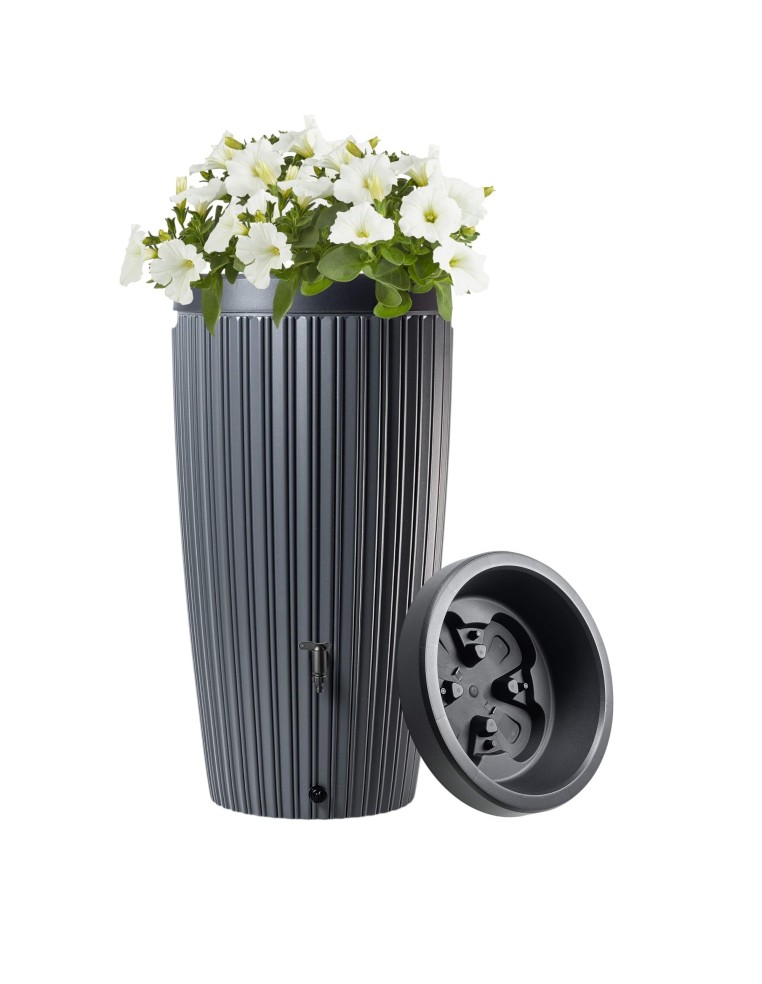 Regenton 240 L met ribbelstructuur Ø60 × 112 cm – Antraciet | Töpferkönig