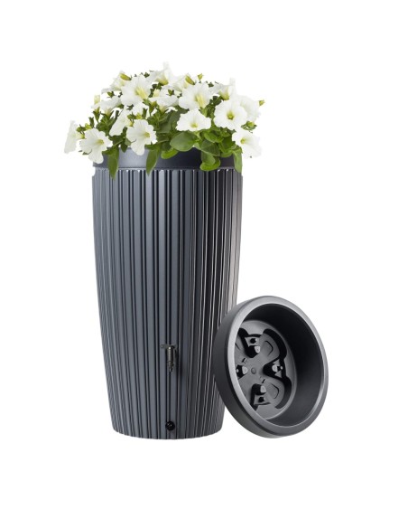Récupérateur d'eau de pluie 240 L à structure striée Ø60 × 112 cm – Anthracite | Töpferkönig