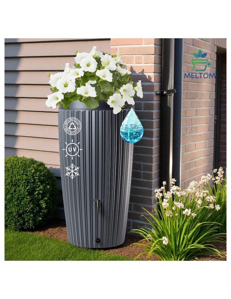 Cisterna per acqua piovana 240 L con struttura rigata Ø60 × 112 cm – Antracite | Töpferkönig