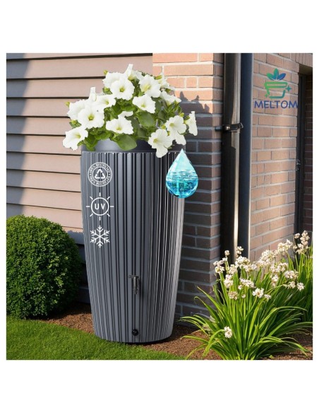 Récupérateur d'eau de pluie 240 L à structure striée Ø60 × 112 cm – Anthracite | Töpferkönig