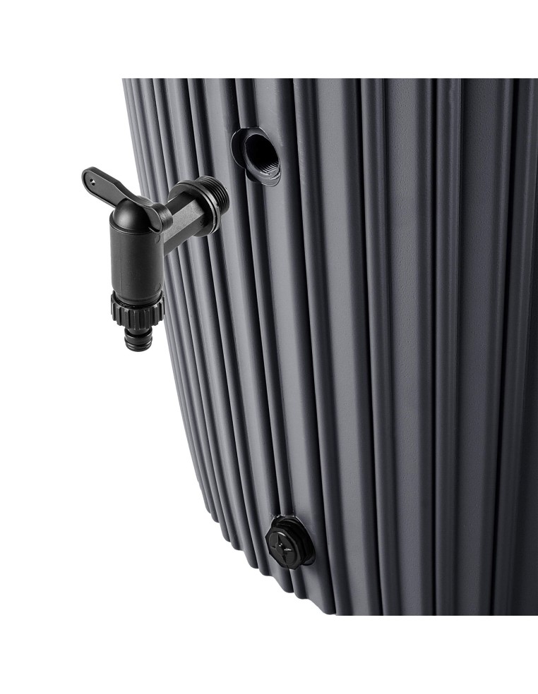 Récupérateur d'eau de pluie 240 L à structure striée Ø60 × 112 cm – Anthracite | Töpferkönig