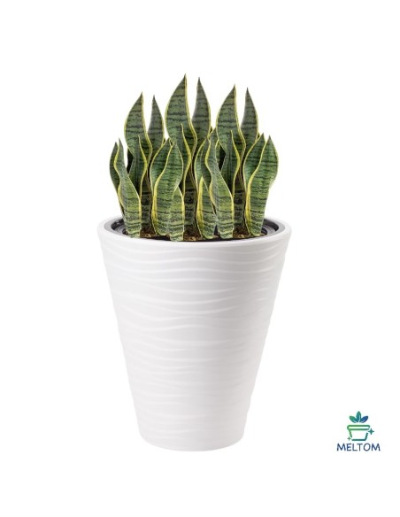Vaso rotondo S con rilievo a onde Ø30 × 34 cm, 14,6 L – Bianco | Töpferkönig
