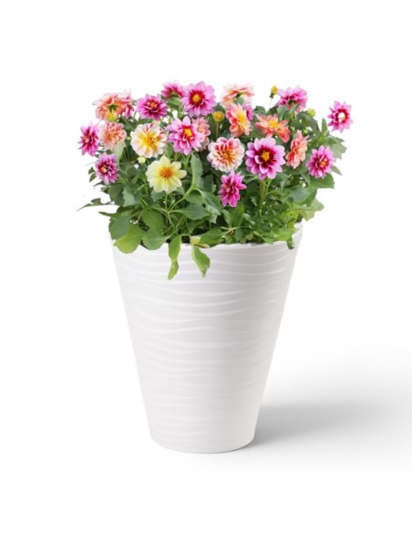 Blumentopf rund L mit Wellenrelief Ø40 × 45 cm, 32 L – Weiß | Töpferkönig