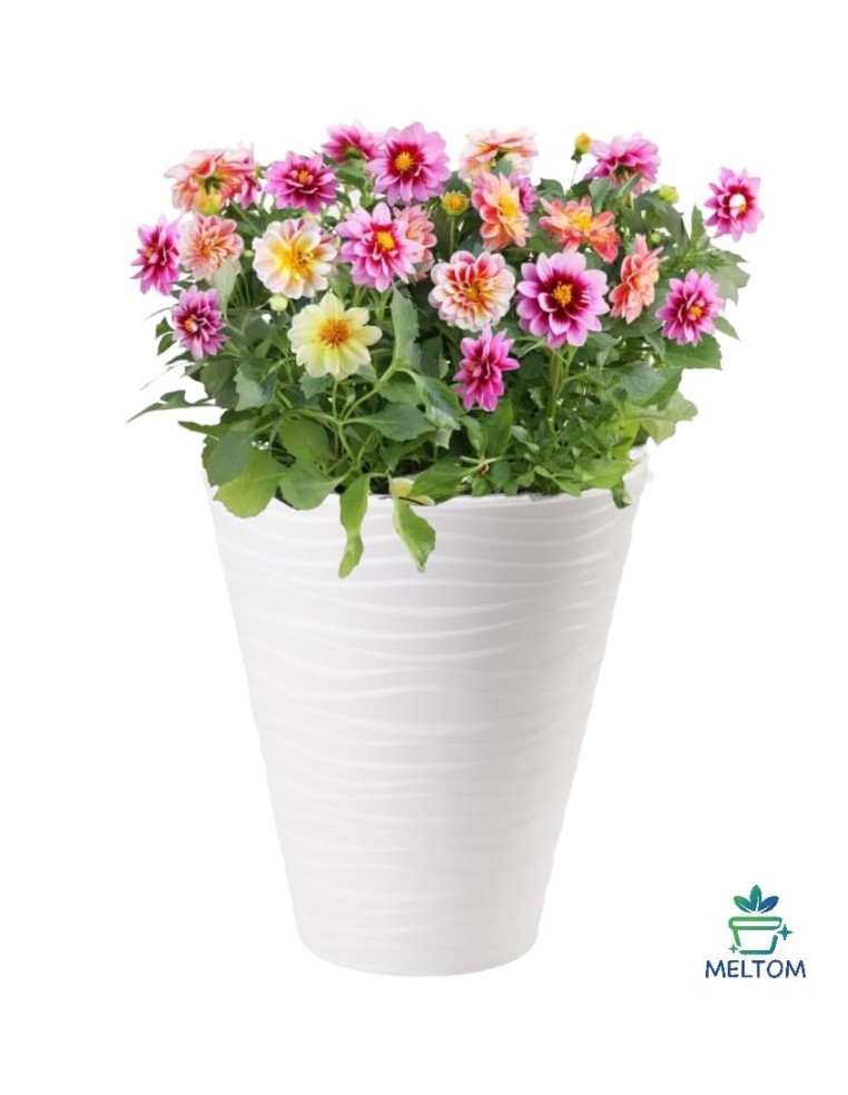 Vaso rotondo L con rilievo a onde Ø40 × 45 cm, 32 L – Bianco | Töpferkönig