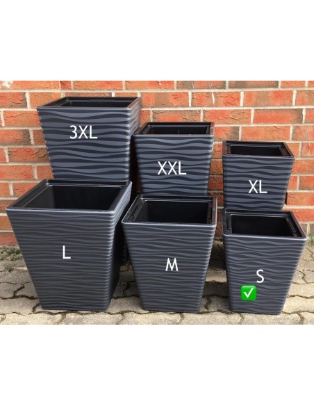Pot carré S à relief ondulé 29 × 29 × 34 cm, 19,9 L – Anthracite | Töpferkönig