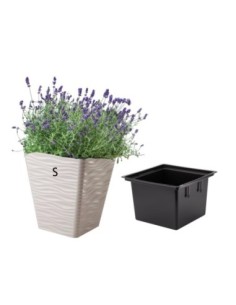 Blumentopf eckig S mit Wellenrelief 29 × 29 × 34 cm, 19,9 L – Grau | Töpferkönig