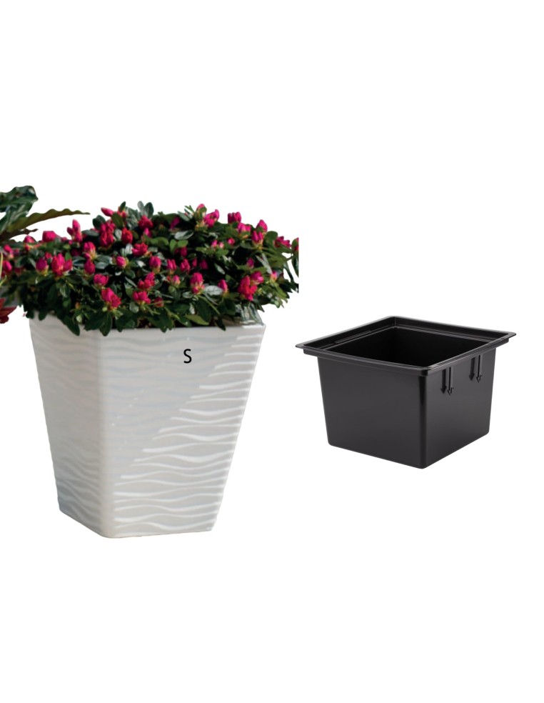 Pot carré S à relief ondulé 29 × 29 × 34 cm, 19,9 L – Blanc | Töpferkönig